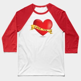 Red heart with ribbon Baseball T-Shirt